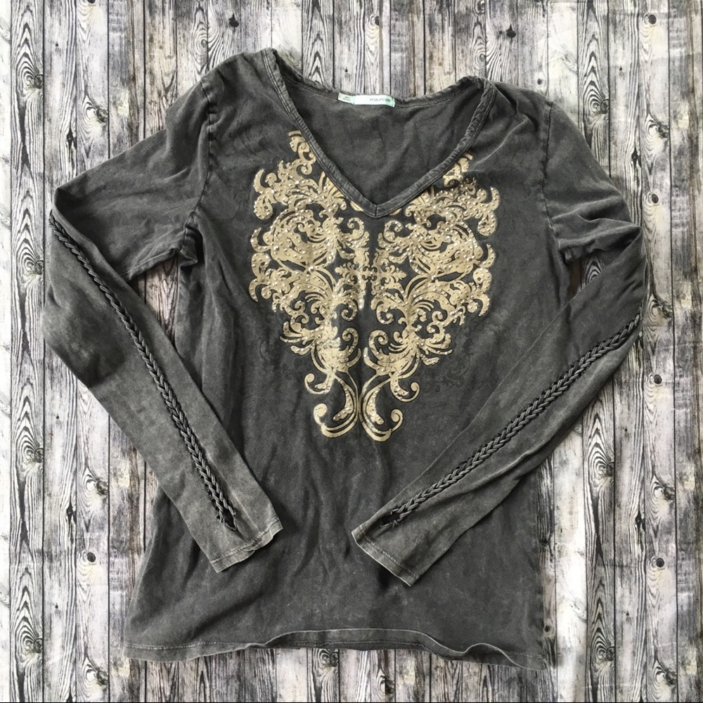 Maurices Braided Arm Long-Sleeve Tee